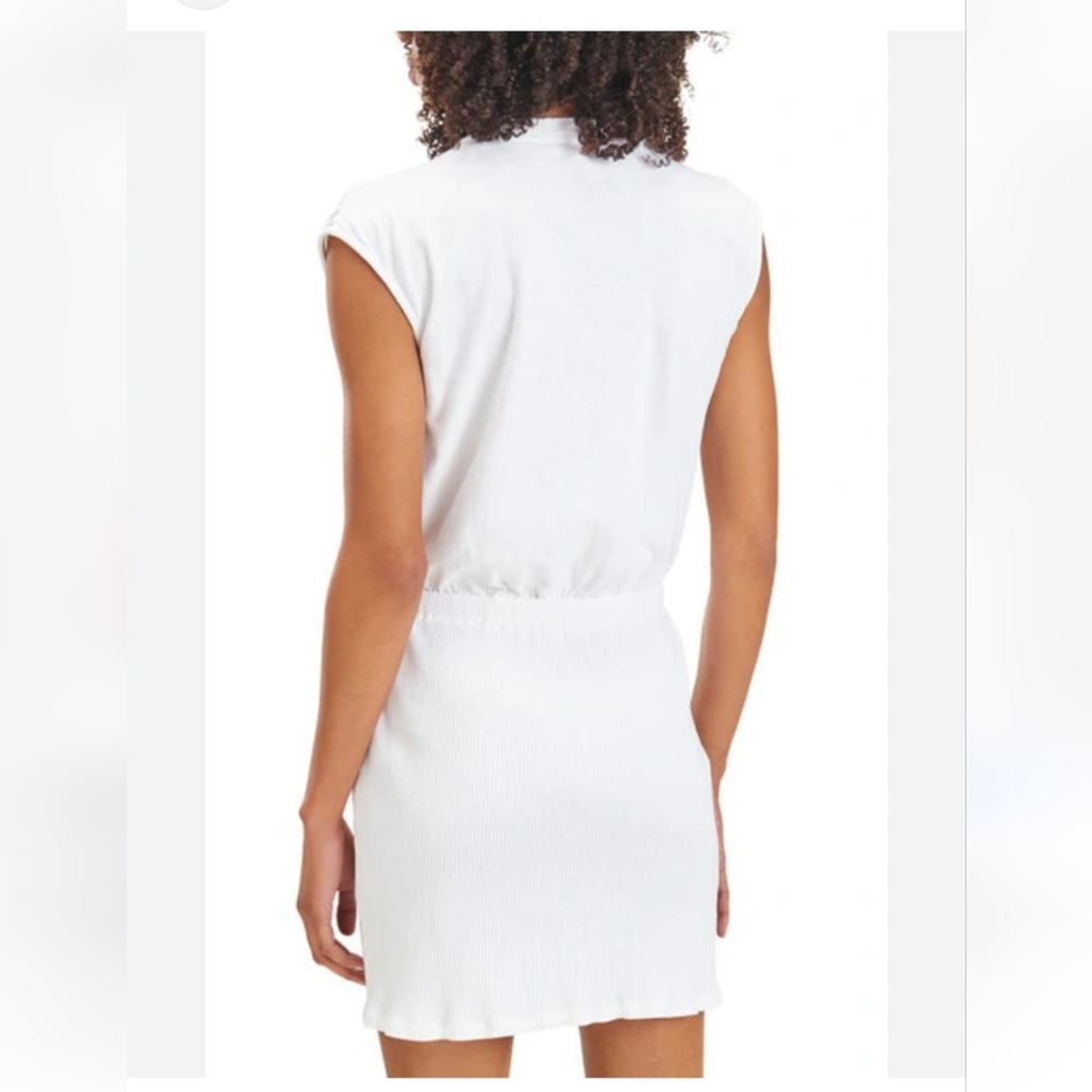 Splendid white knit cotton short seleeves blouson mini dress size medium - Picture 3 of 16